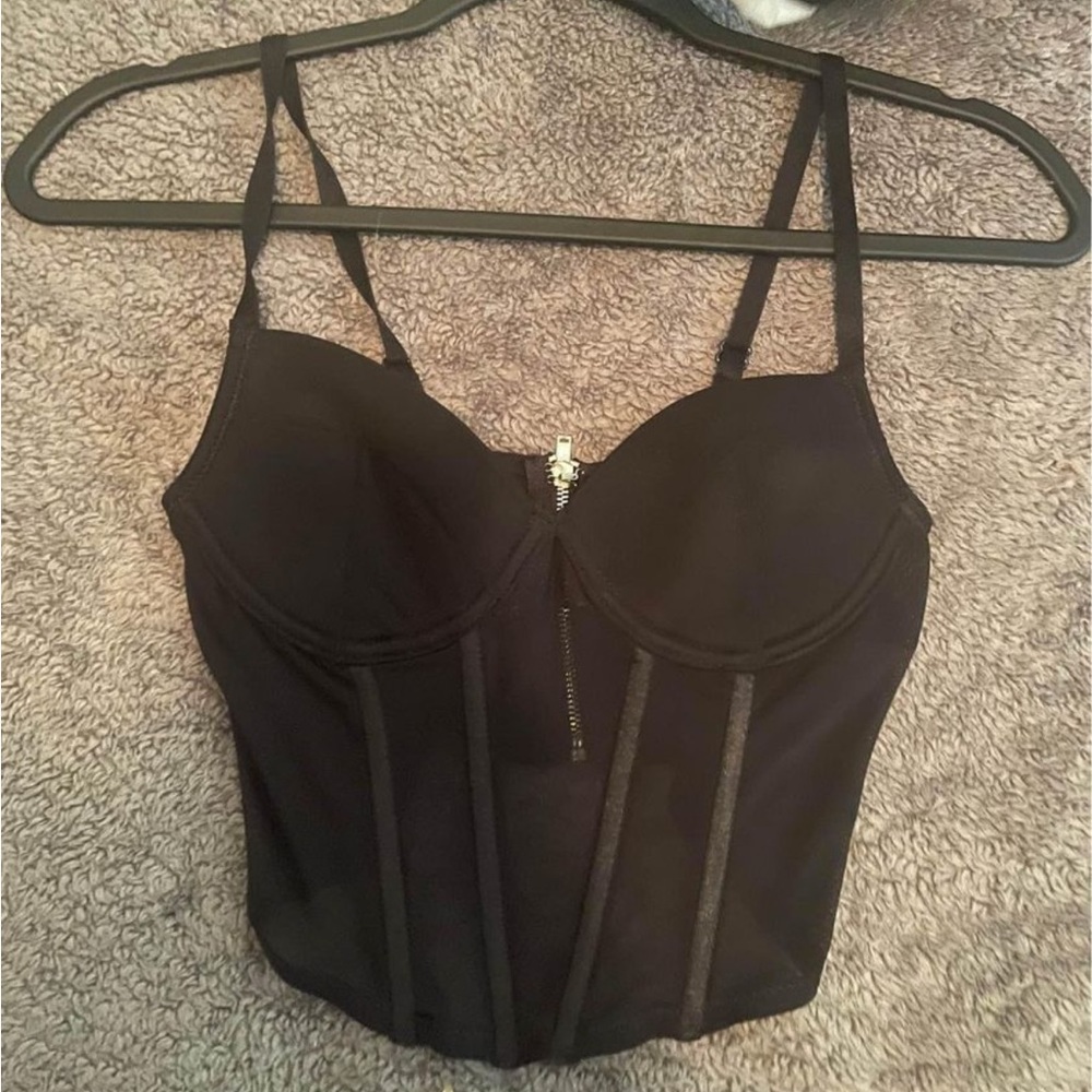 Black sheer corset tank